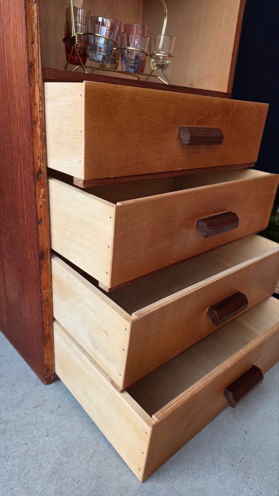 vintage school kastje met lades en vakken, boekenkast, Huis en Inrichting, Minder dan 50 cm, Gebruikt, Ophalen of Verzenden, 3 of 4 laden