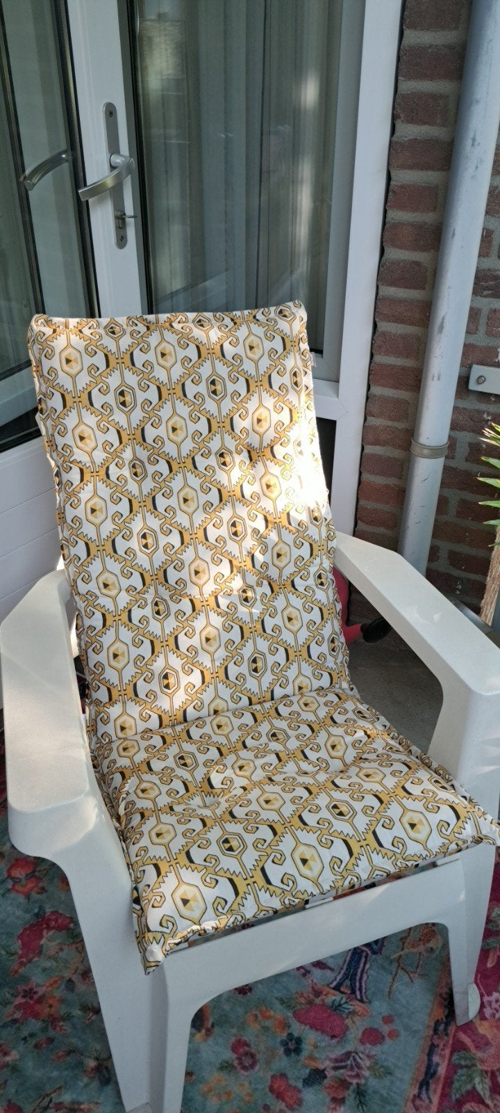 Hartman tuinkussens lange rug okergeel/grijs/wit (set van 2), Ophalen