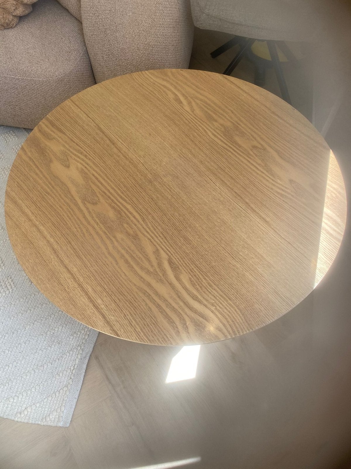 Salontafel 80 cm hout eiken rond, Huis en Inrichting, Tafels | Salontafels, Ophalen, 50 tot 100 cm, Rond, 50 tot 100 cm