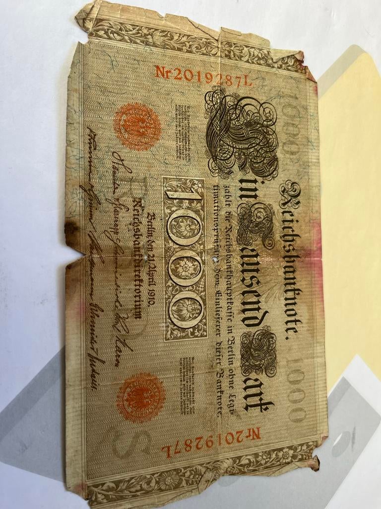 Briefpapier 1000 Mark 1910 - Duitsland, Postzegels en Munten, Bankbiljetten | Europa | Niet-Eurobiljetten, Ophalen, Duitsland