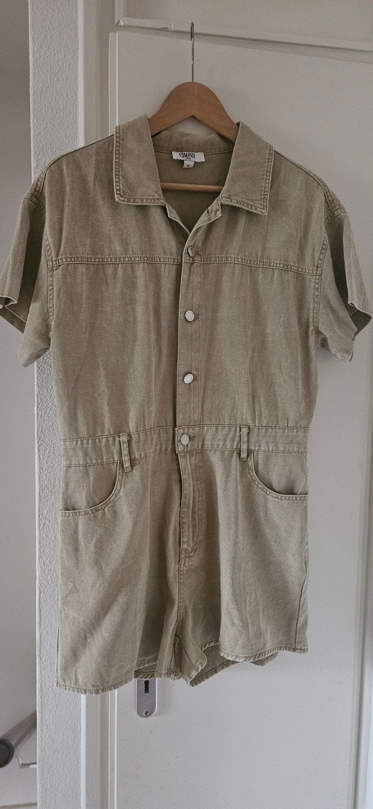 Beige jeans korte jumpsuit maat M nieuw, Ophalen, Nieuw, Maat 38/40 (M), Beige