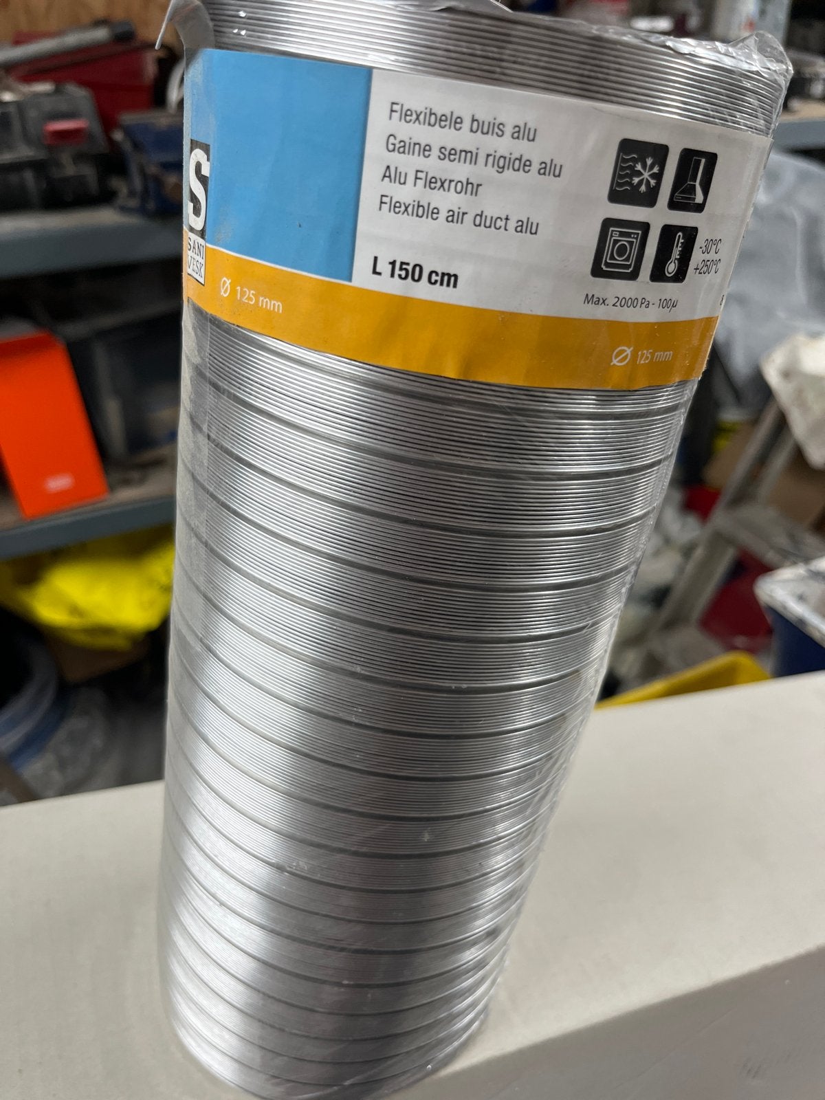 Flexibele aluminium buis 125mm x 150cm, Ophalen, Nieuw, Ventilator en Afzuiger