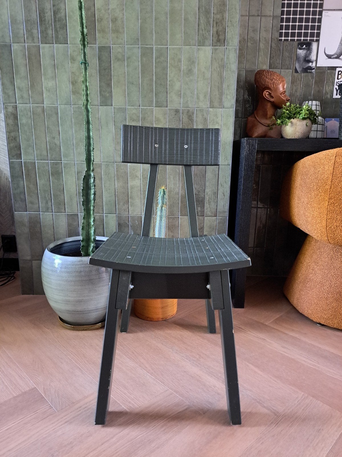 Stoel Industriell Piet Hein Eek., Huis en Inrichting, Stoelen, Ophalen, Gebruikt, Zwart, Eén