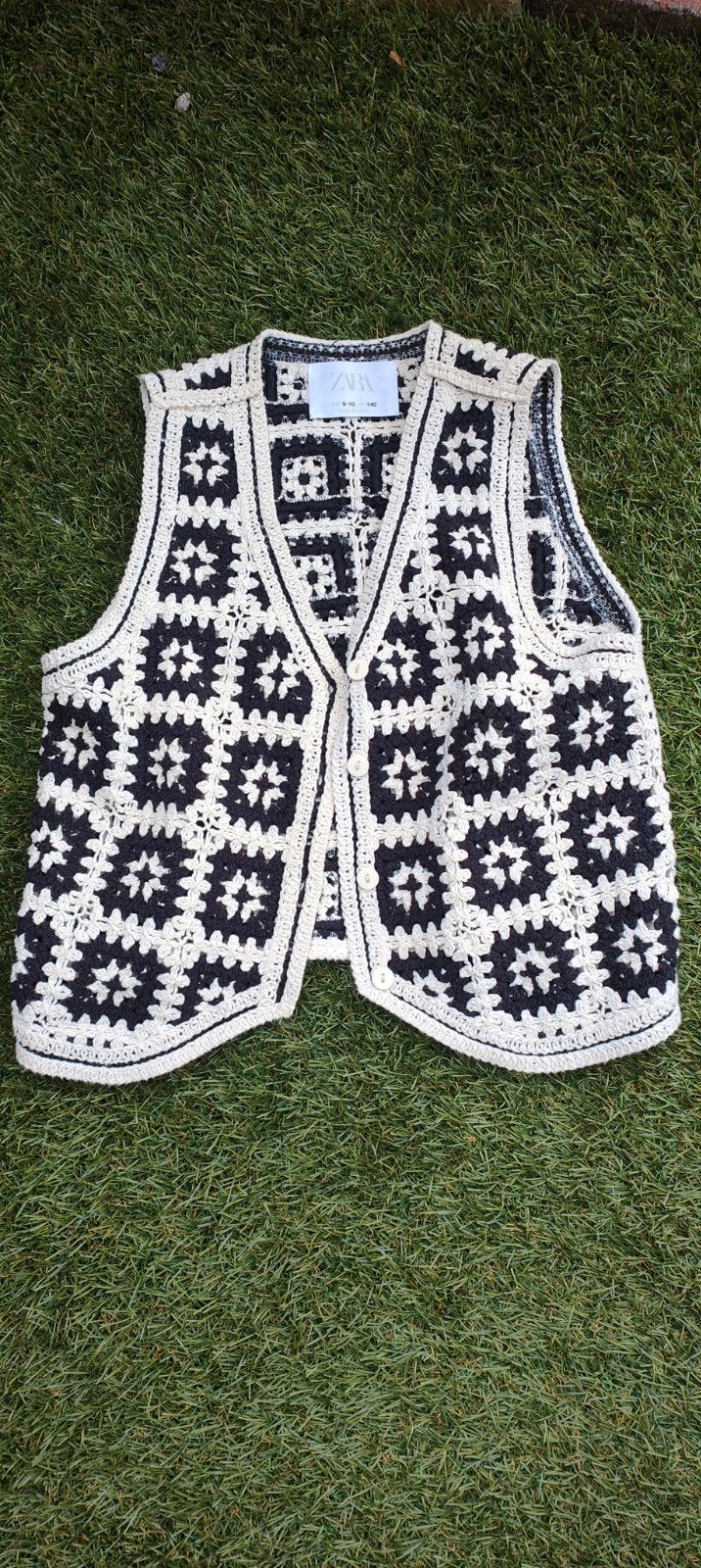 Zara gehaakt hesje met mooi patroon, maat 140, Meisje, Trui of Vest, Ophalen of Verzenden, Zo goed als nieuw