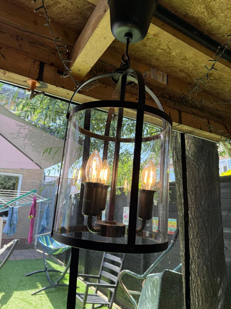 IKEA Hanglamp Zwart met 3 Lampen - Afhalen in Westzaan, Ophalen, Gebruikt, 50 tot 75 cm, Metaal