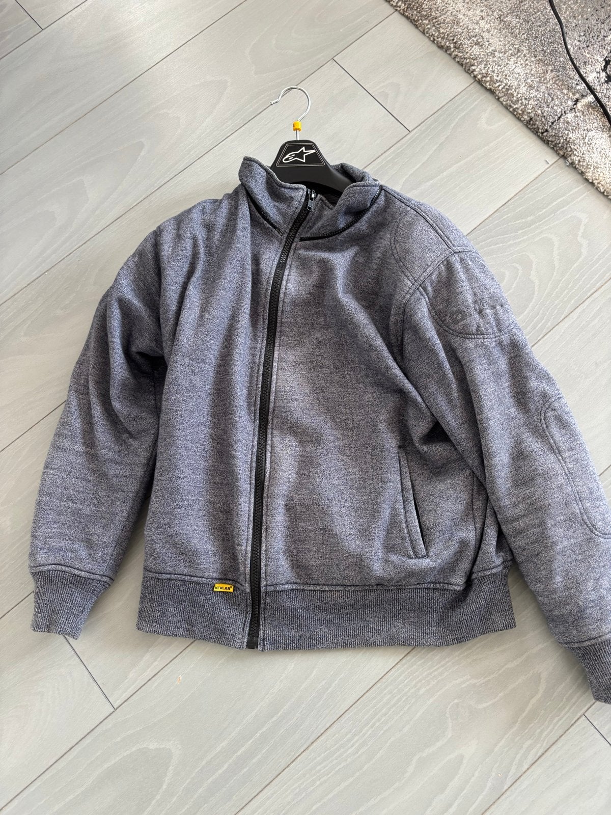 Booster motorjas kevlar grijs/blauw XL, Motoren, Kleding | Motorkleding, Ophalen of Verzenden, Tweedehands, Heren, Jas | textiel