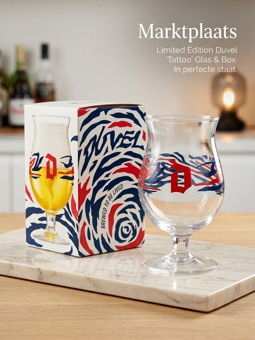 Limited Edition Duvel 'Tattoo' Glas & Box., Ophalen of Verzenden, Nieuw, Glas of Glazen, Duvel