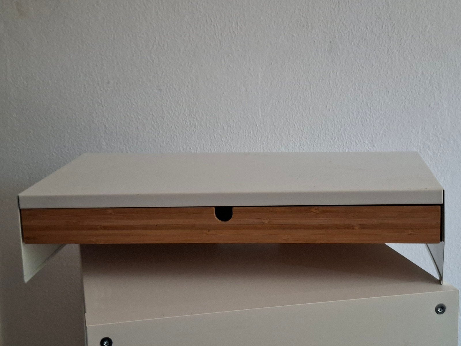 Ikea Monitorstandaard met Lade - Bamboe/Wit, Ophalen, Zo goed als nieuw, Ikea
