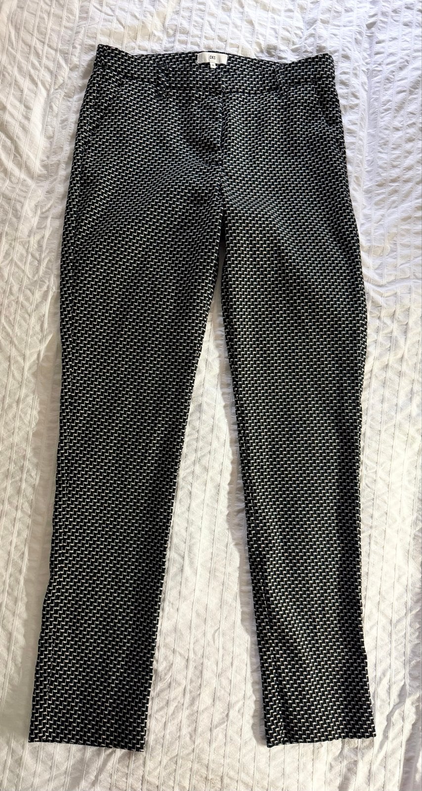 CKC Zwart-witte broek met patroon, Maat 38/40 (M), Zwart, Ophalen of Verzenden, Zo goed als nieuw