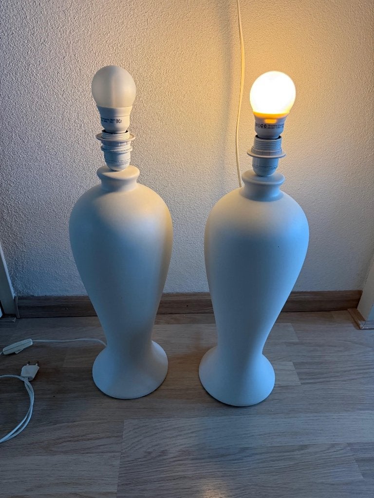 2 Staande schemerlampen met stenen voet, Huis en Inrichting, Lampen | Tafellampen, Ophalen, Gebruikt, Minder dan 50 cm
