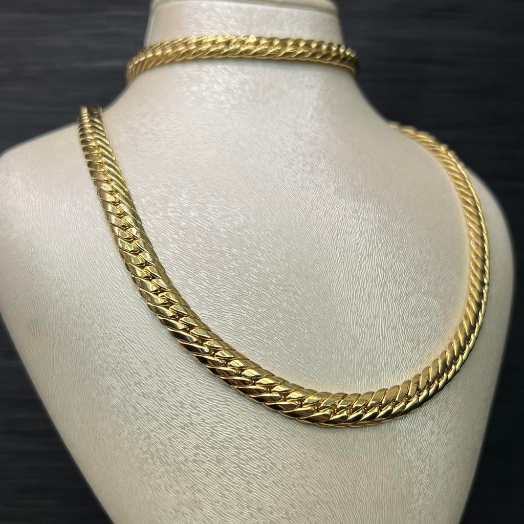 18 karaat gouden ketting en armband gourmet set, Ophalen of Verzenden, Zo goed als nieuw, Goud
