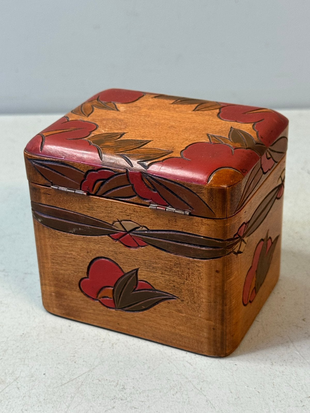 Oud Houten Amsterdamse School Kistje met Bloemen, Antiek en Kunst, Ophalen of Verzenden