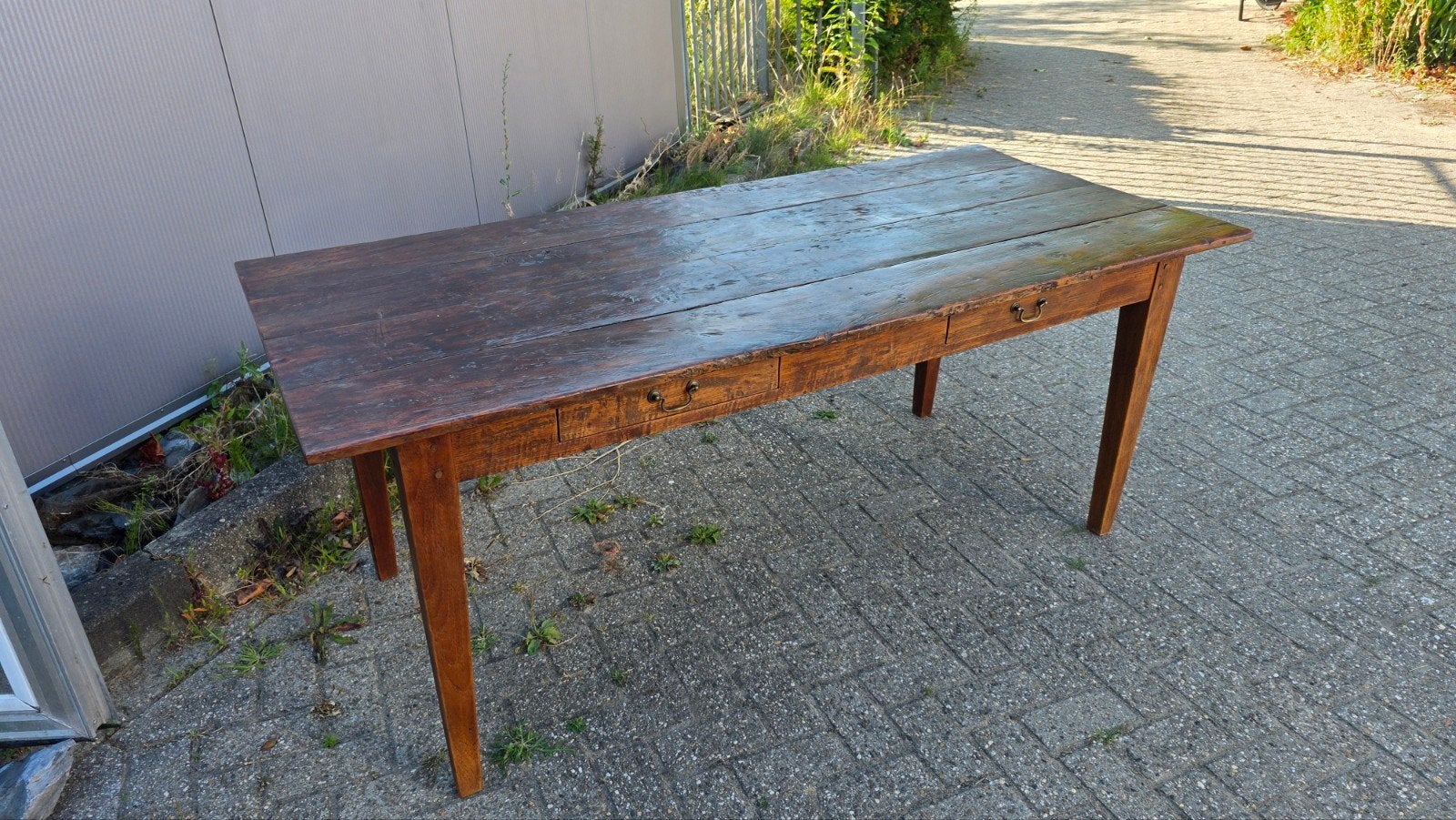 antieke Frans eiken boeren eettafel, Ophalen