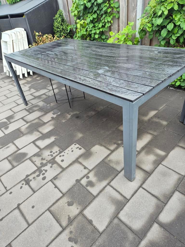 Tuintafel antraciet de planken zijn van polywood 205 x 100 c, Tuin en Terras, Ophalen, Rechthoekig, Aluminium