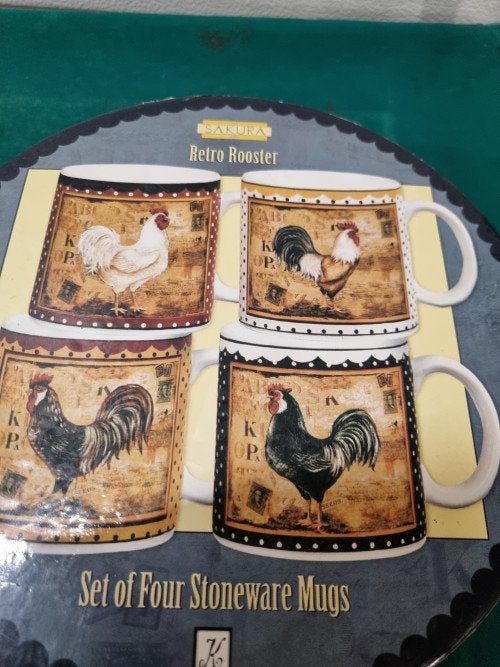 mokken met hanen vier stoneware mugs nieuw, Ophalen of Verzenden, 'T Olde Gre-j, Info@toldegrej.nl, Endepoelstraat 20f Didam