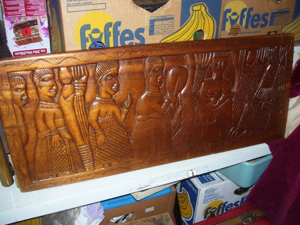 SCHILDERIJ HOUTSNIJWERK, Antiek en Kunst, Hout, Bruin, Klassiek, Afrika