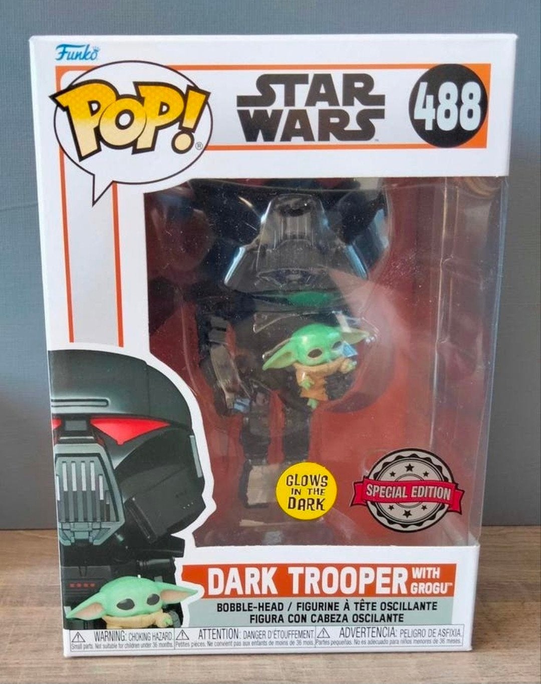 488 Dark Trooper With Grogu Special Edition GITD Funko Pop, Ophalen of Verzenden, Zo goed als nieuw