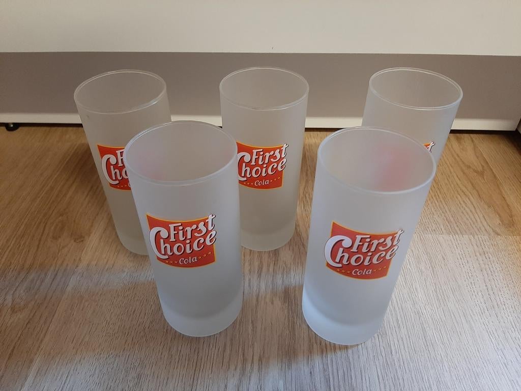 5 first choice cola glazen, Verzamelen, Ophalen of Verzenden