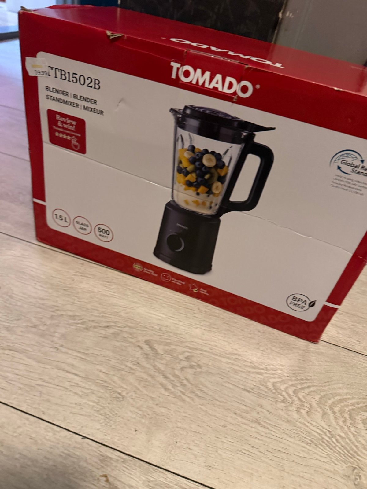 Nieuwe Tomado TB1502B Blender - Ongebruikt in doos, Ophalen of Verzenden, Nieuw, Blender