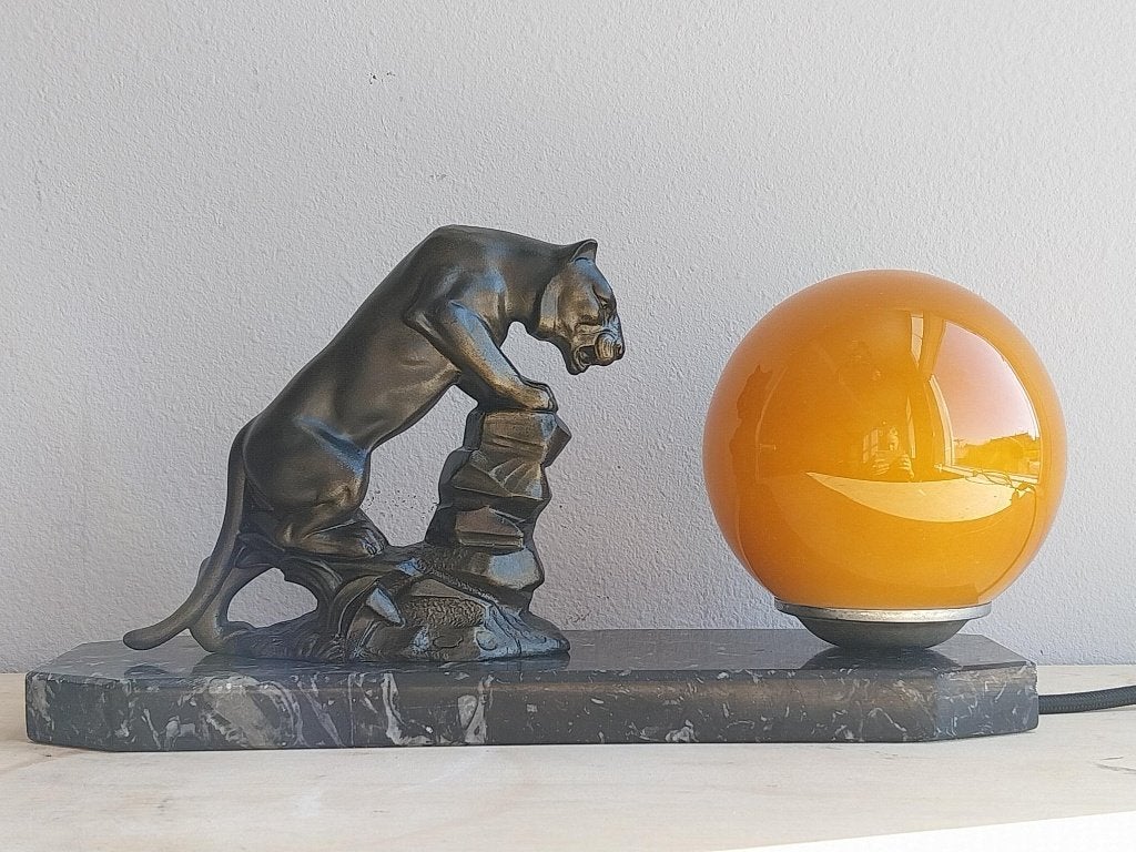 Franse Art Deco panterlamp gesigneerd Limousin, Ophalen of Verzenden