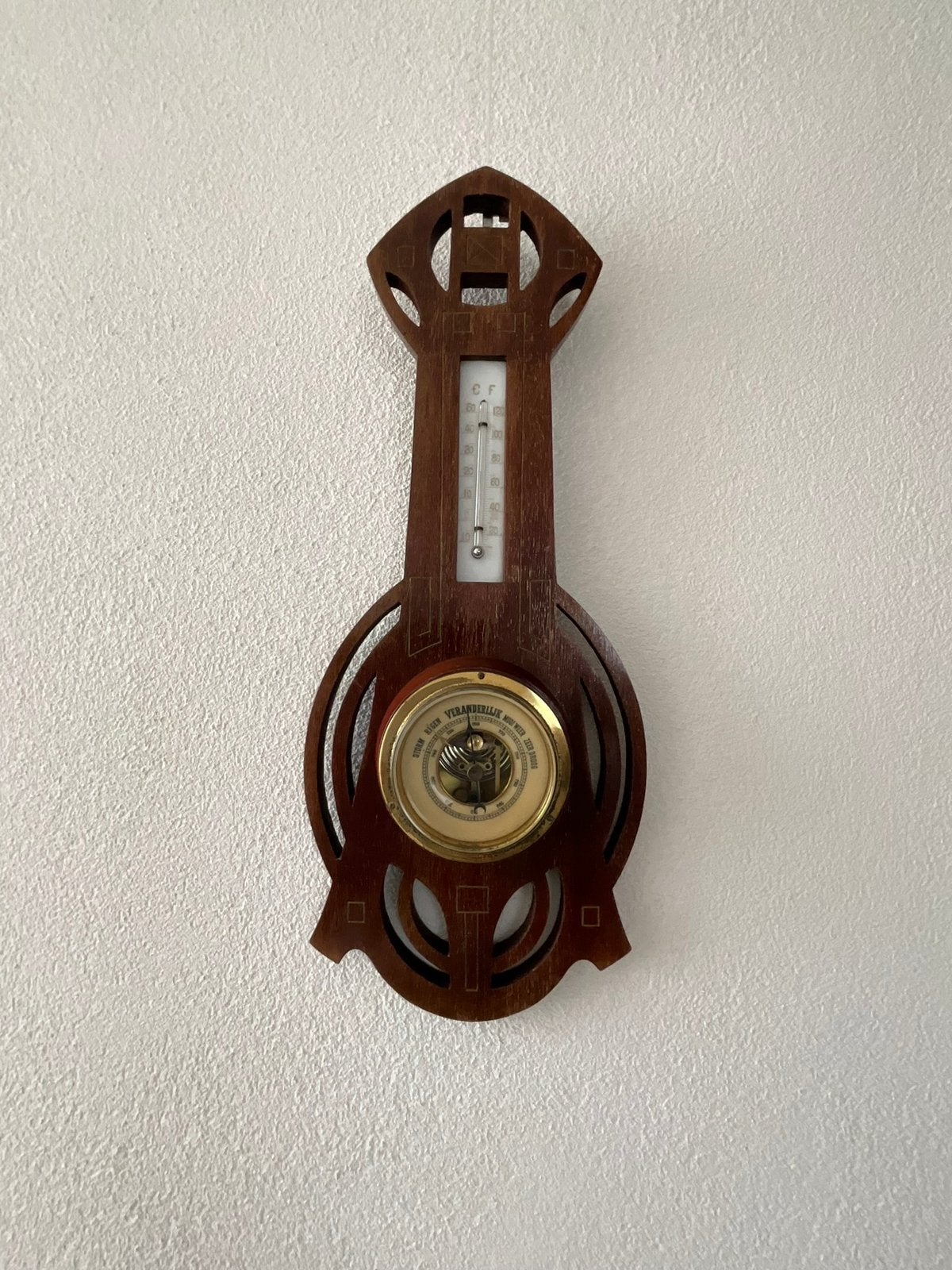 Prachtig Lufft weerstation/barometer in mooi houtsnijwerk, Audio, Tv en Foto, Ophalen, Zo goed als nieuw, Weerstation