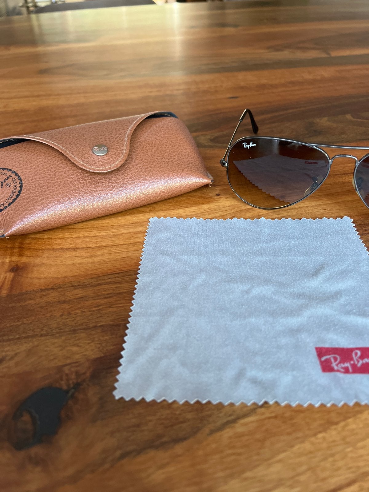 Ray-Ban Aviator Large Metal Zonnebril RB 3025, Gebruikt, Zonnebril, Bruin, Ophalen of Verzenden