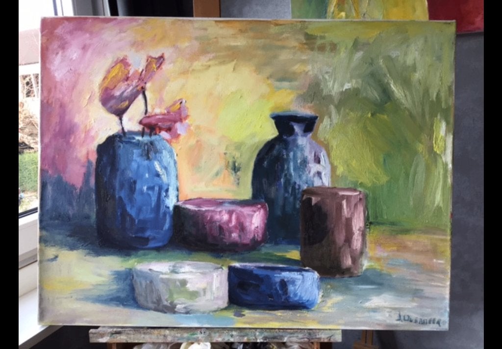 Impressionistisch stilleven olieverf, Antiek en Kunst, Kunst | Schilderijen | Klassiek, Ophalen