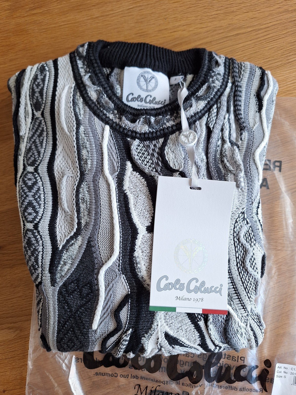 Carlo Colucci trui zwart grijs wit tinten maat S nieuw, Ophalen of Verzenden, Nieuw, Zwart