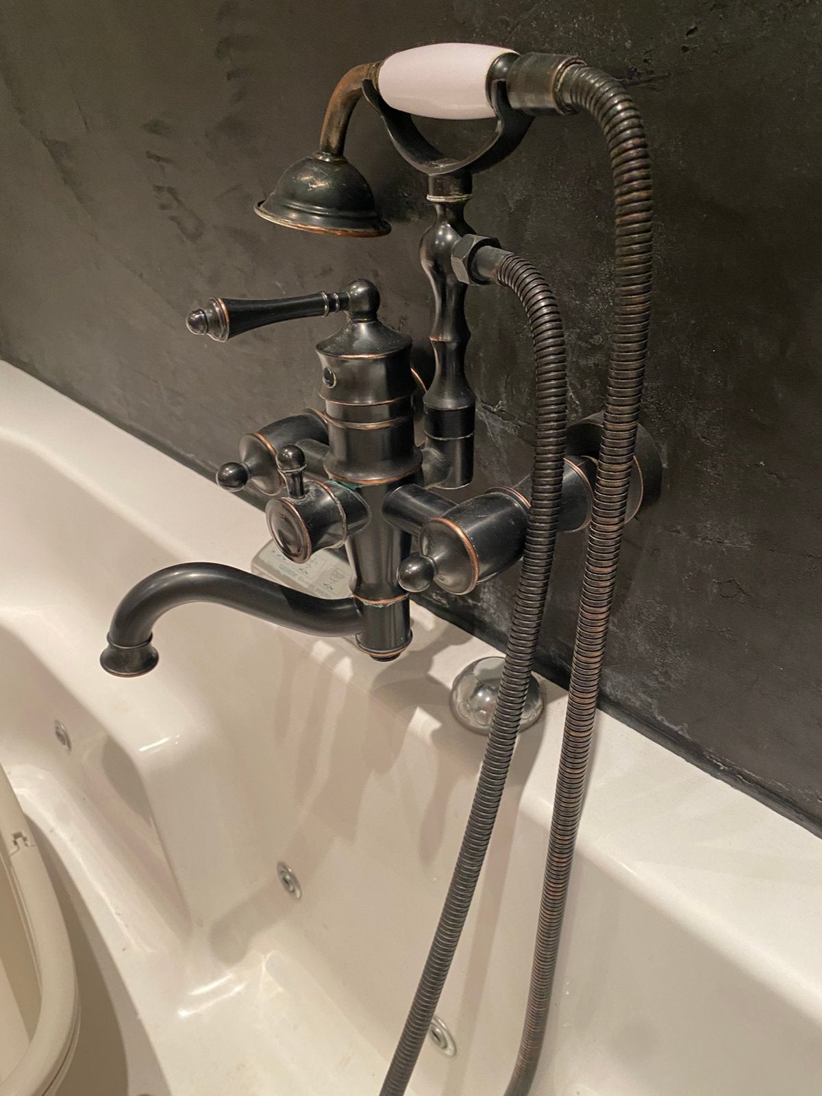 Zwarte vintage bad-thermostaat kraan incl. Douche, Huis en Inrichting, Badkamer | Complete badkamers, Ophalen of Verzenden, Zo goed als nieuw