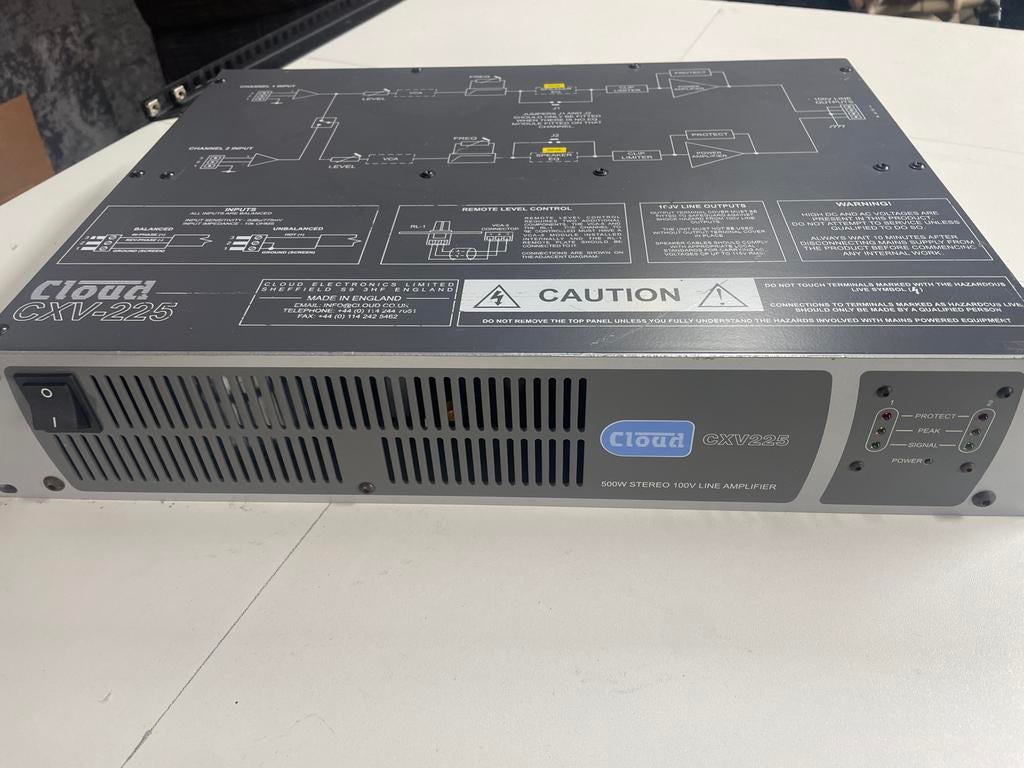 Cloud CXV-225 500W Stereo 100V Lijnversterker, Zo goed als nieuw, 120 watt of meer, Stereo, Ophalen