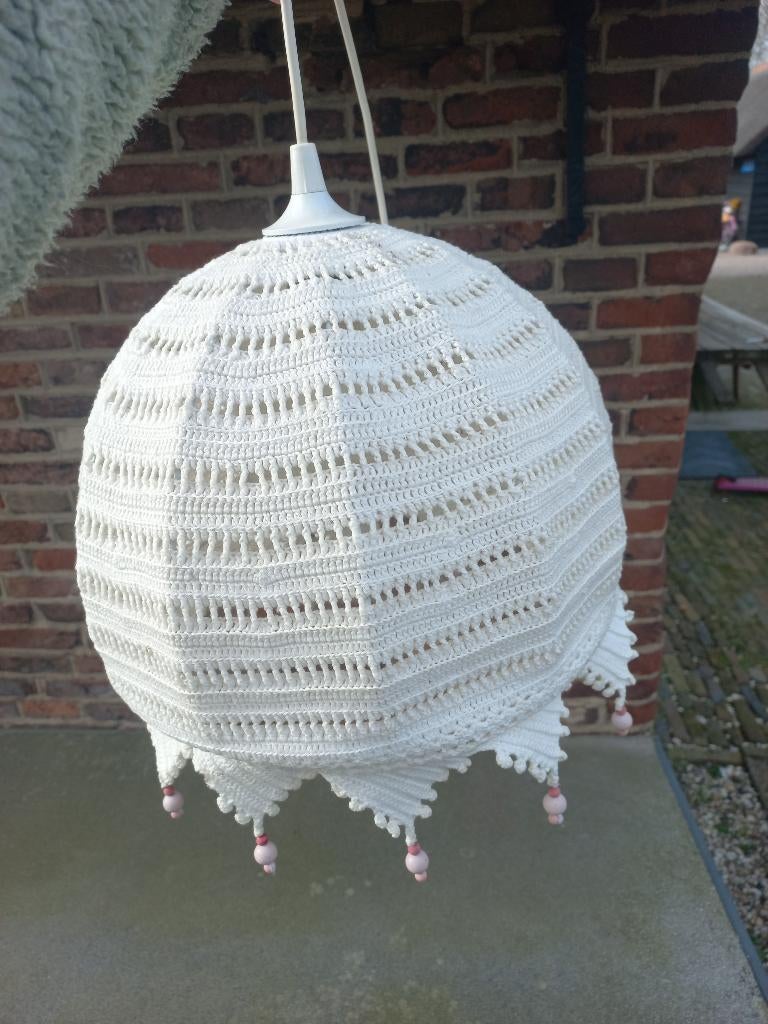 Hanglamp gehaakt wit netjes, Ophalen of Verzenden, Zo goed als nieuw, Stof, Minder dan 50 cm