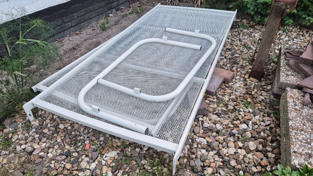 Bed en onderschuifbed, Huis en Inrichting, Slaapkamer | Bedden, Ophalen, Gebruikt, Wit, Tweepersoons