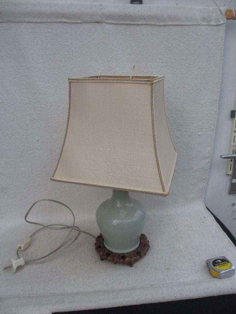 Chinese Celadon vaas-vorm tafellamp jaren 50/60, Ophalen of Verzenden, Gebruikt, Overige materialen, Minder dan 50 cm