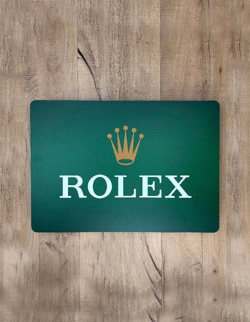 Reclamebord Rolex strak logo groen, aluminium, 40x57 cm, Ophalen of Verzenden, Nieuw, Reclamebord
