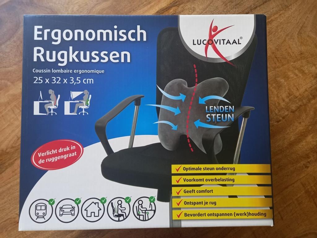 Ergonomisch rugkussen - Optimale steun en comfort, Ophalen of Verzenden, Nieuw, Grijs, Overige vormen