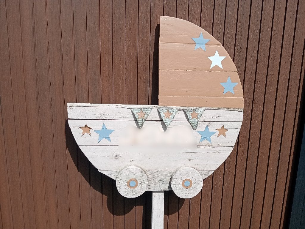 Geboortebord Wandelwagen met aanpasbare decoratie, Ophalen, Gebruikt, Geboortebord