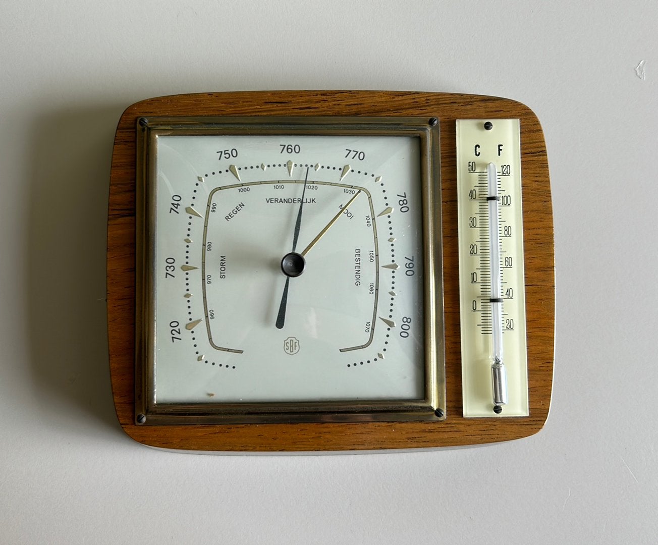 vintage SBF barometer en thermometer, Ophalen, Gebruikt