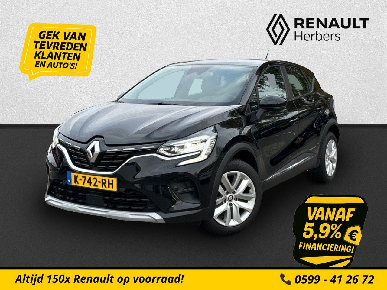 Renault Captur 1.0 TCe 90 Zen ECC / CAMERA / PDC / NAVI, Auto's, Voorwielaandrijving, Stof, Gebruikt, Euro 6
