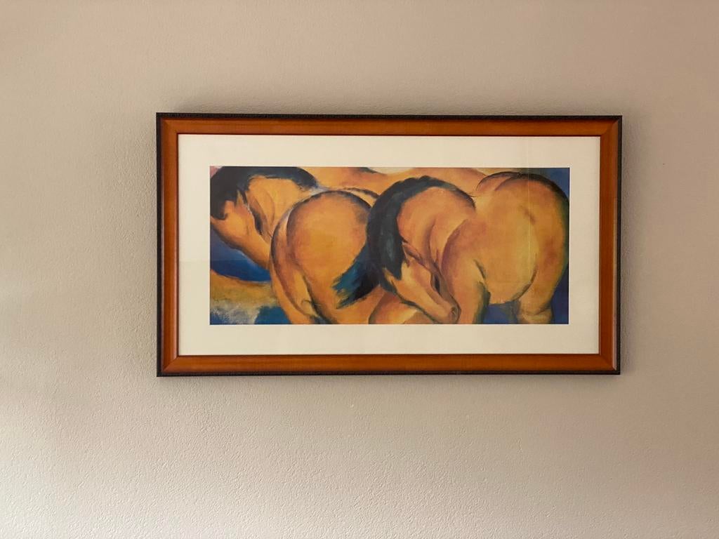 Ingelijste kunst De Kleine Gele Paarden van Franz Mark, Ophalen
