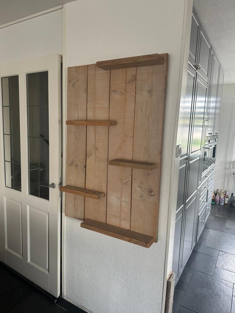 Wandrek van steigerhout met 5 plankjes, Huis en Inrichting, Ophalen, Gebruikt