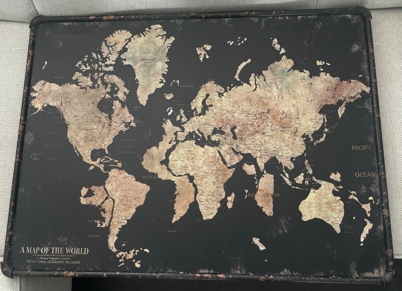 Canvas Schilderij - A map of the World, Huis en Inrichting, Ophalen, 50 – 75, 75 tot 100 cm, Print