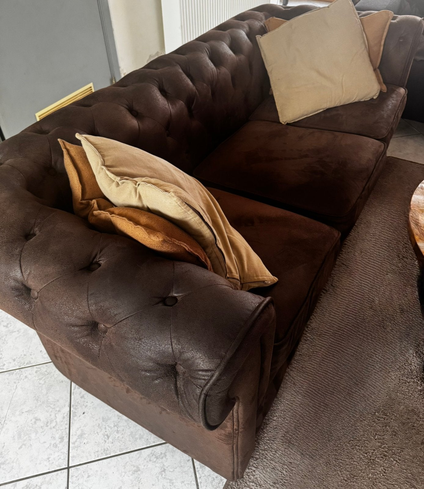 Chesterfield 3 zits bank, Ophalen, Tweepersoons, 75 tot 100 cm, Zo goed als nieuw