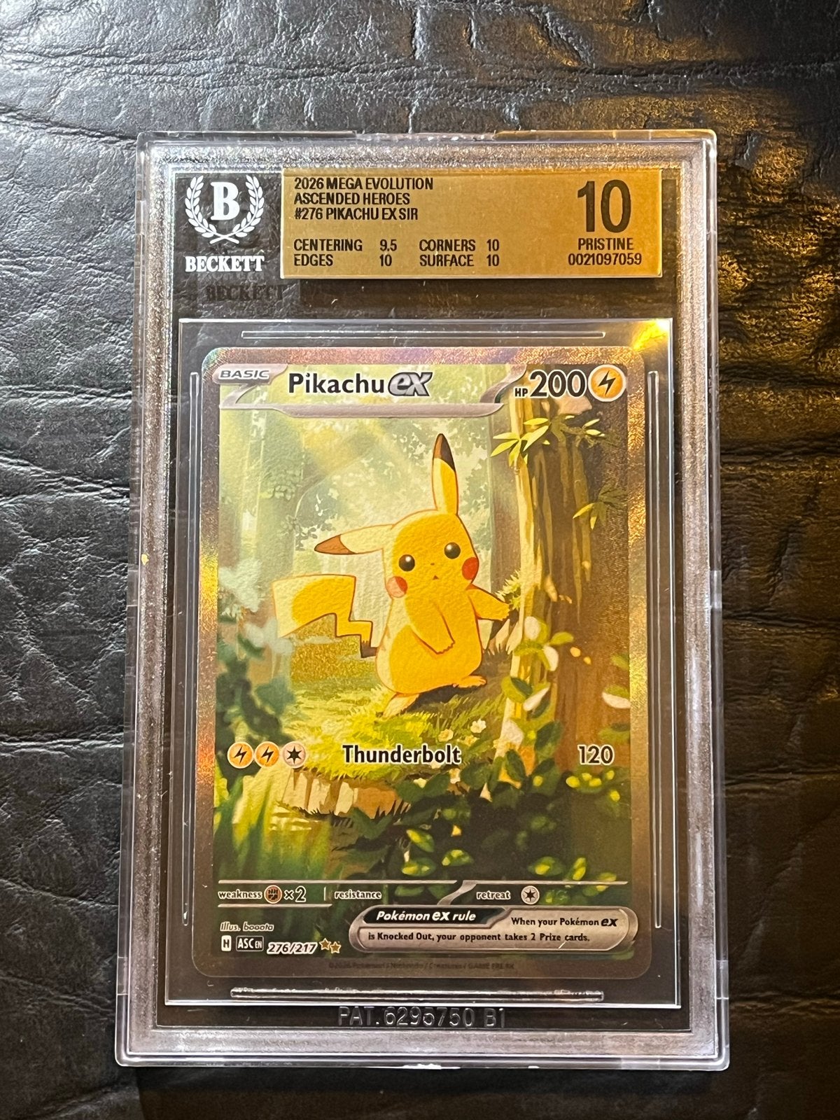 Pikachu EX 276/217 BGS 10 Pristine Pokémon kaart, Ophalen of Verzenden, Nieuw, Losse kaart, Foil