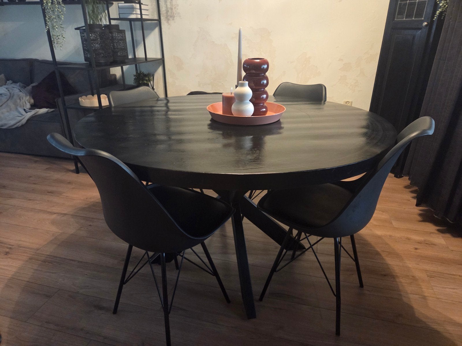 Eettafel Mango - rond - zwart 130x78 cm, Ophalen, Rond, 100 tot 150 cm, 100 tot 150 cm