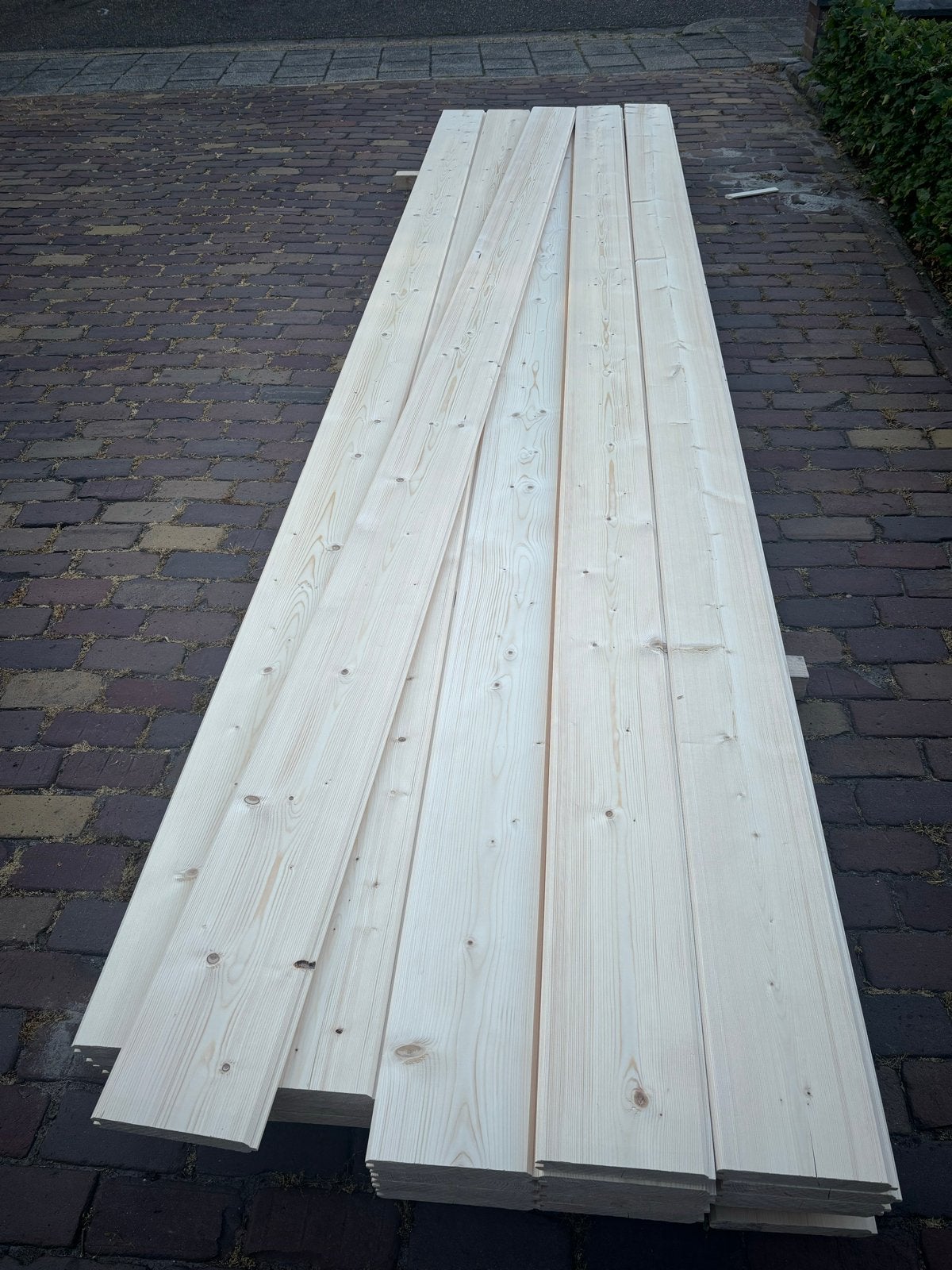 Brede vuren rabatdelen blokhutprofiel / Steigerhout, Ophalen, 25 tot 50 mm, Nieuw, Plank