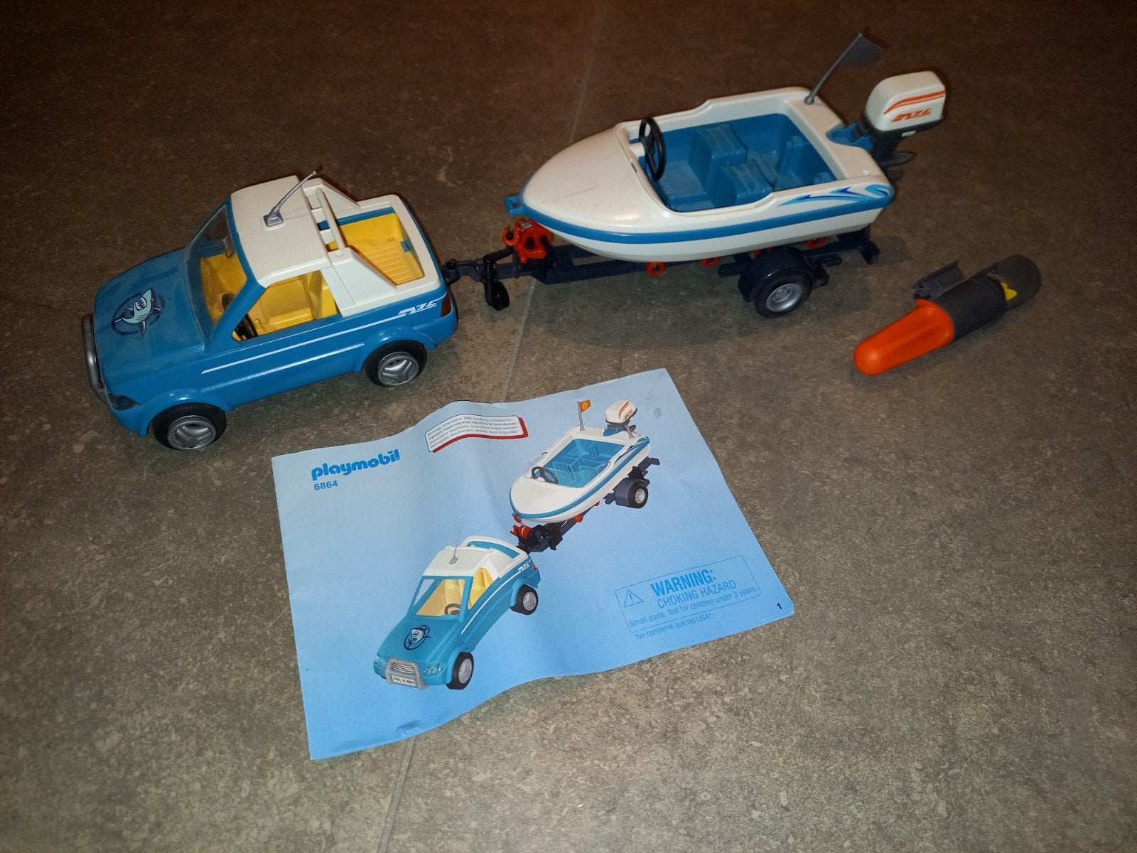 playmobil 6864 auto met boot en trailer, Ophalen of Verzenden, Zo goed als nieuw, Complete set