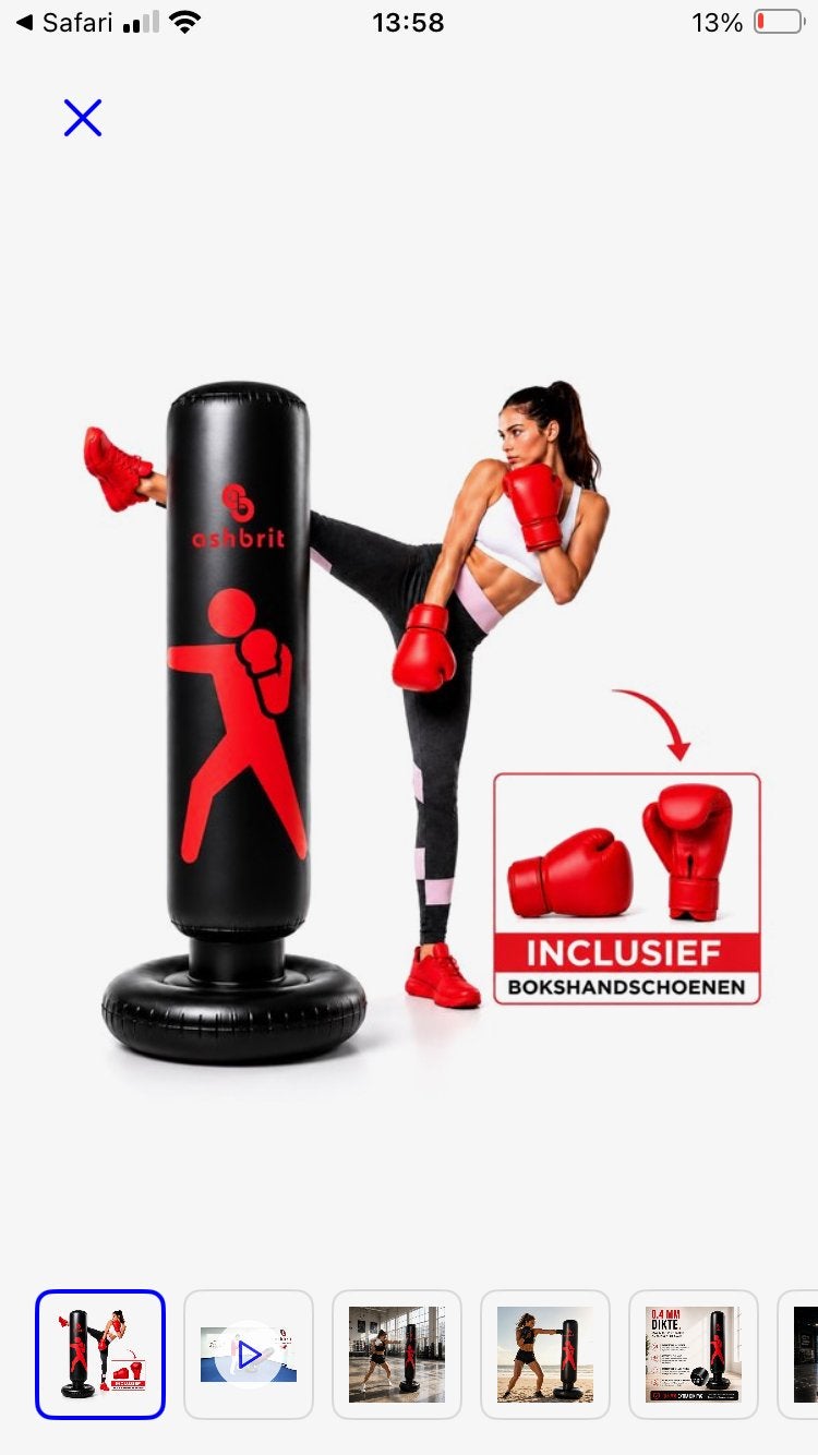 Bokspaal kind met handschoenen, Sport en Fitness, Ophalen, Zo goed als nieuw, Bokszak