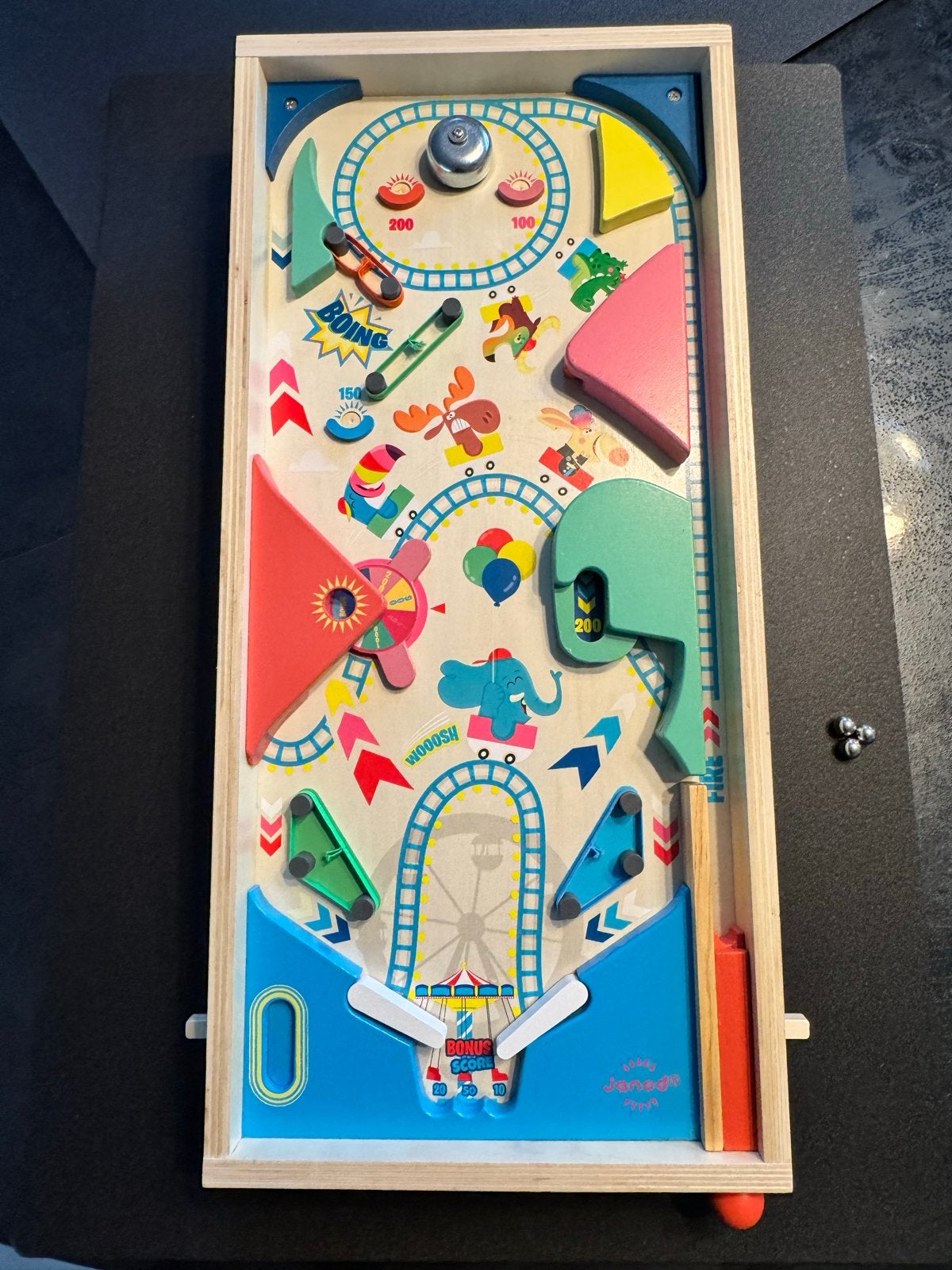 Janod Houten Flipperkast Circus - Zo goed als nieuw, Kinderen en Baby's, Ophalen of Verzenden, Zo goed als nieuw, Jongen of Meisje