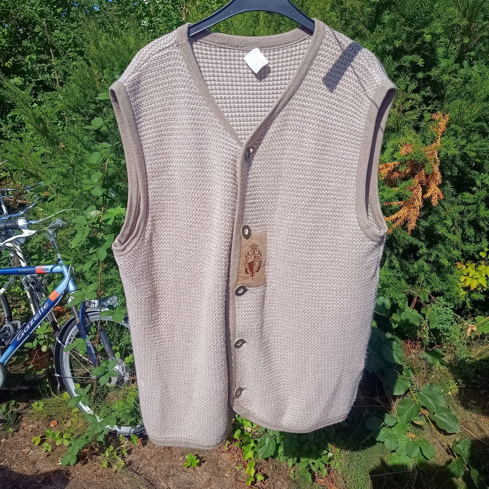 Tiroler 52  54 L trachten gilet wolmix beige Oktoberfest, Maat 52/54 (L), Ophalen of Verzenden, Overige thema's, Kleding