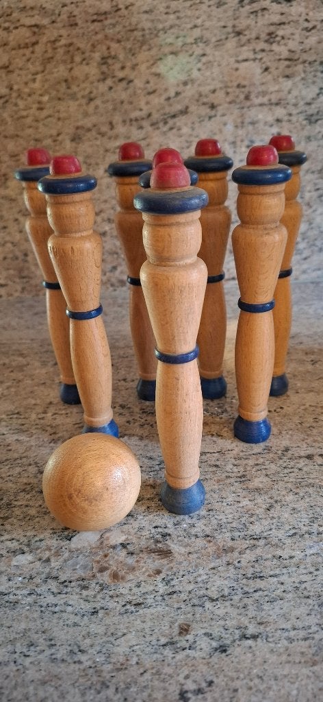Vintage Franse houten kegels, Ophalen of Verzenden